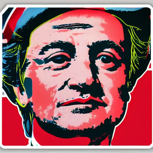 Image similar to zelenskiy, president. face like in his photographs. intricate sticker design by andy warhol