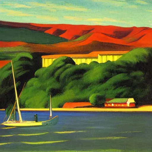 Prompt: painting of Lahaina Maui, by Edward Hopper