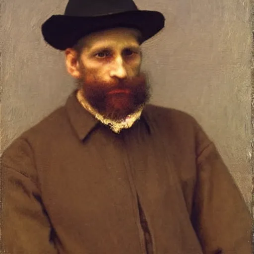 Prompt: an amish man, george frederic watts