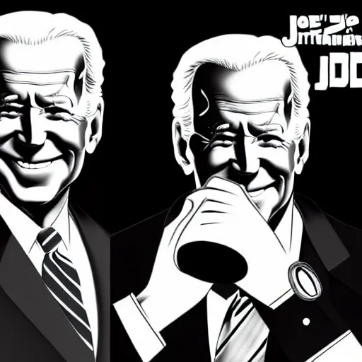 Image similar to Joe Biden in the style of JoJo's Bizarre Adventure, trending on artstation