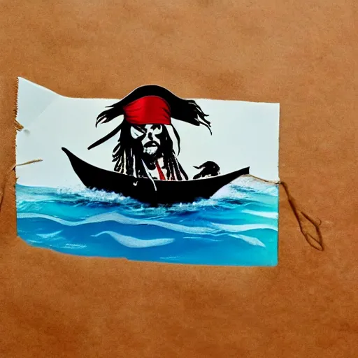 Image similar to Jack Sparrow on a paper boat