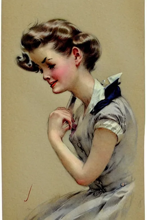 Prompt: (((((1950s magazine add house wife . muted colors.))))) by Jean-Baptiste Monge !!!!!!!!!!!!!!!!!!!!!!!!!!!