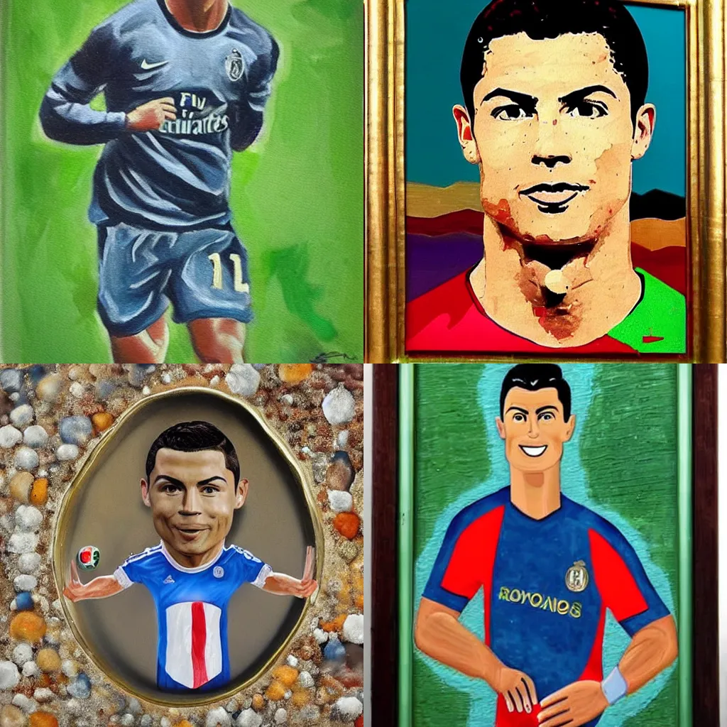 Prompt: Christiano Ronaldo as a stone wakk painting