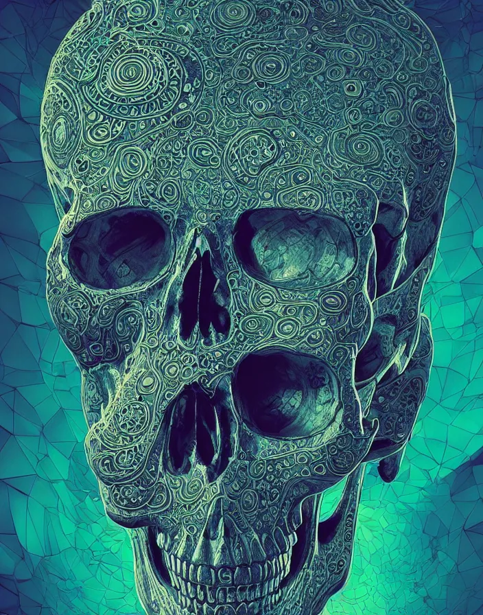 Image similar to portrait of a psychedelic skull. intricate abstract. intricate artwork. by Tooth Wu, wlop, beeple, dan mumford. octane render, trending on artstation, greg rutkowski very coherent symmetrical artwork. cinematic, hyper realism, high detail, octane render, 8k, depth of field, bokeh. dripping accents