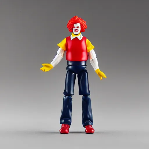 Prompt: ronald mcdonald action figure, high resolution product photography