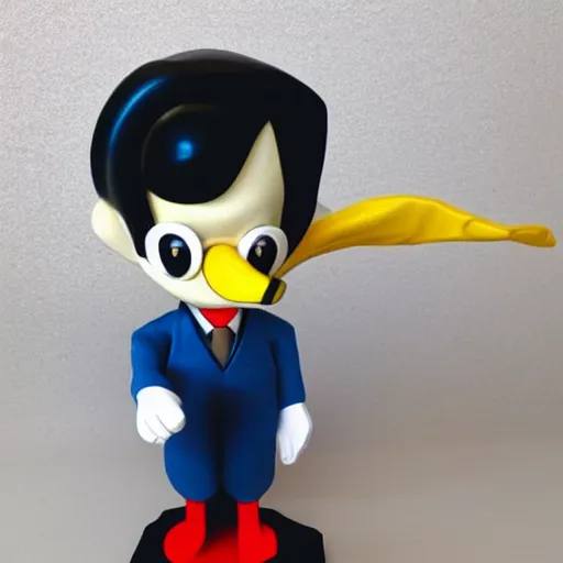 Image similar to individual alan turing ( ( ( cosplay donald duck ) ) ), alan turing, alan turing, stop motion vinyl action figure, plastic, toy, very reflective, aaron horkey style