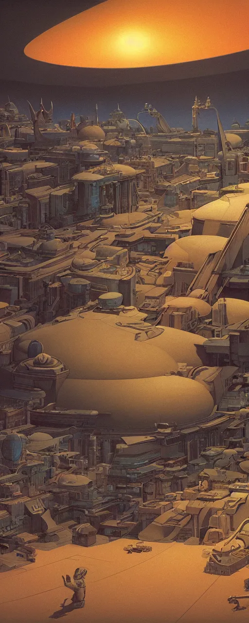 Prompt: panoramic widescreen view, a lo-fi room full of things, detailed digital painting, masterpiece, rendered in Octane, by Moebius, Jeof Darrow and Ralph McQuarrie.