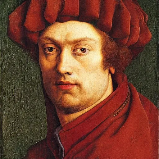 Image similar to portrait of nir levi, oil painting by jan van eyck, northern renaissance art, oil on canvas, wet - on - wet technique, realistic, expressive emotions, intricate textures, illusionistic detail