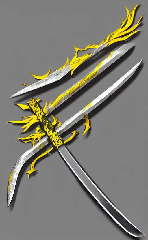 Image similar to silver sword with its blade covered in glowing yellow sigils, realistic, high quality, artstation, concept art