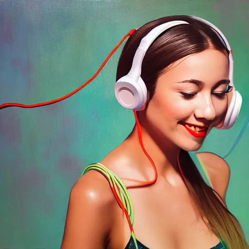 Image similar to a beautiful woman with headphones dancing by hed kandi