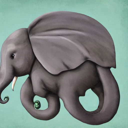 Image similar to angry elephant cthulu with eyes and tentacles at sea storm hyperrealistic