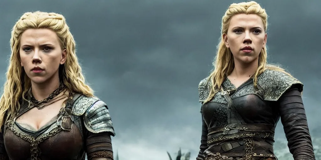 Image similar to Scarlett Johansson playing Lagertha in the TV series Vikings