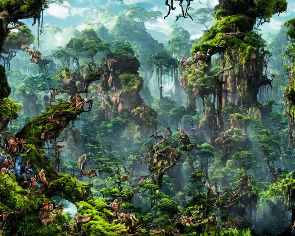 Prompt: the beastlands, avatar ( 2 0 0 9 ), lush landscape, jungle landscape