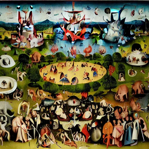 Image similar to isometric game, garden of earthly delights, by hieronymous bosch