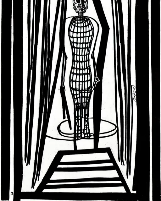 Prompt: portrait of a demon. Line drawing by Oskar Schlemmer. Pen and ink by Dali.