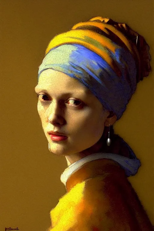 Image similar to full character portrait fallout video game character not the girl with the pearl earring character design, painting by gaston bussiere, katsuya terada, nc wyeth, greg rutkowski, craig mullins, vermeer, frank frazetta, mucha, tom of finland, trending on artstation, jeffery catherine jones