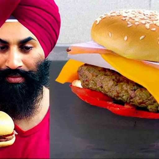 Image similar to sikh eating burger, still from dragonballz