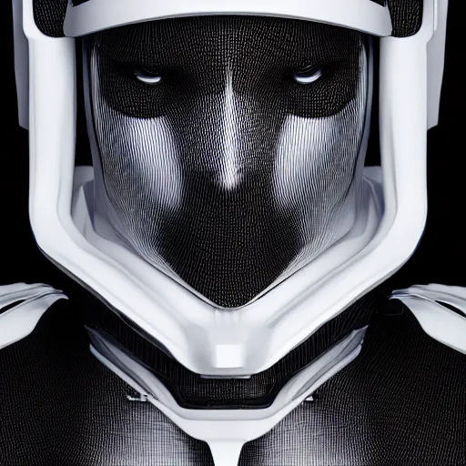 Image similar to a portrait of a white one cast futuristic cyborg ronin, carbon fibre and nanotube elements, futuristic, 8 k, dramatic light, trending on cg society