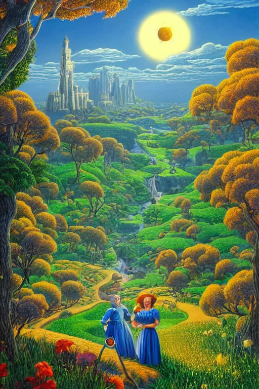 Image similar to A beautiful ultra detailed matte painting a land of oz by rob Gonsalves, trending on artstation