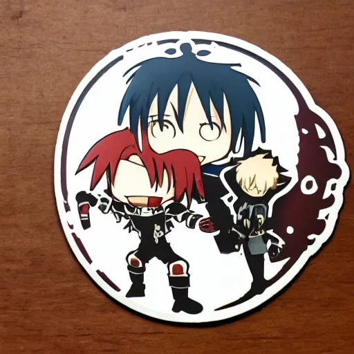 Image similar to die cut sticker, full metal alchemist al and alphons, splatter paint