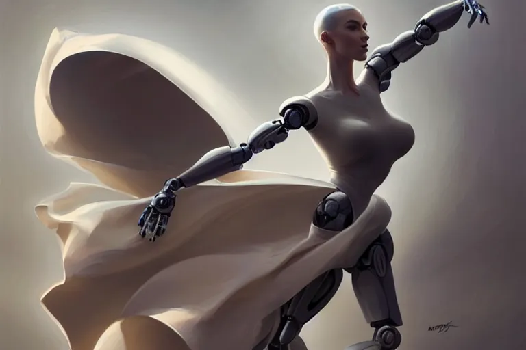 Prompt: an elegant and finely built robot, neutral face, dynamic lighting, standing straight, passionate, elegant feet, sleek hands, on wheels, magazine cover art, cinematic, highly detailed, digital painting, artstation, concept art, matte, sharp focus, illustration, art by artgerm and greg rutkowski