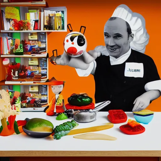 Image similar to albert hofmann cosplay celebrity chef, stop motion vinyl action figure, plastic, toy, john stezaker style