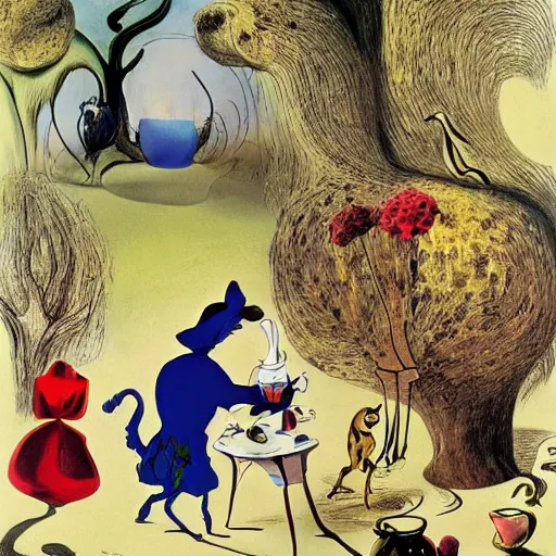 Prompt: alice in wonderland by salvador dali