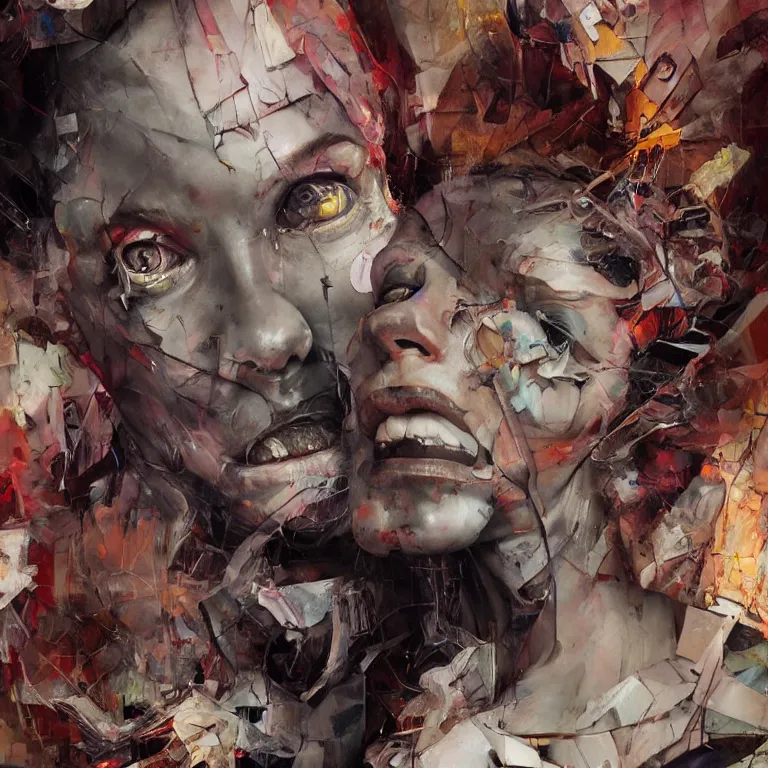 Image similar to tortured souls in the style of adrian ghenie, 3 d render, esao andrews, jenny saville, surrealism, dark art by james jean, ross tran, optical illusions, modern cubism