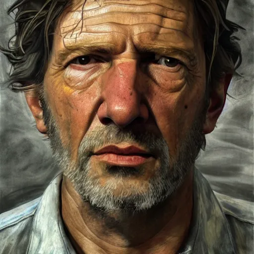 Image similar to high quality high detail painting by lucian freud, hd, joel from last of us, photorealistic lighting