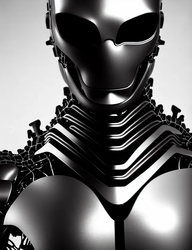 Prompt: complex 3 d elon musk portlet photo, synthwave colors, black and white, fractal veins. cyborg, 1 5 0 mm, beautiful natural soft light, rim light, fractal details, fine lace, mandelbot fractal, anatomical fractal, glass facial muscles, elegant, ultra detailed, metallic armor, octane render