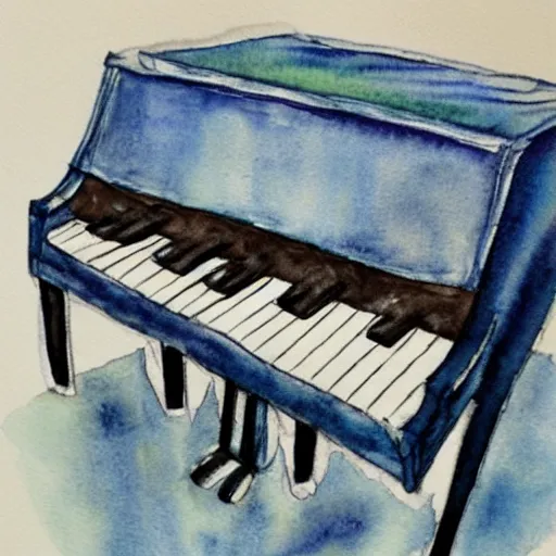 Prompt: piano, watercolor