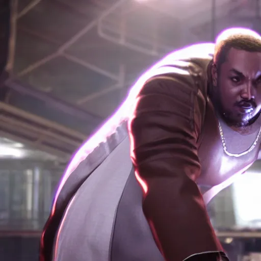 Prompt: a videogame still of Timbaland in Tekken 7, 40mm lens, shallow depth of field, split lighting