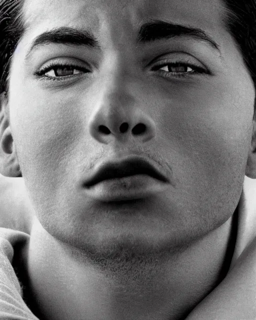 Prompt: portrait of a handsome man, soft lighting, highly detailed face, sharp focus, photo by herb ritts