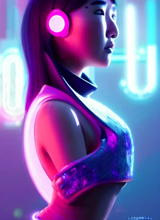 Image similar to an extremely beautiful asian female humanoid with freckle cheeks, cyber neon lighting, by loish, d & d, fantasy, futurism, cyberpunk fashion clothes, elegant profile posing, perfect anatomy, hyper photorealistic, digital photography, artstation, pinterest, concept art, art by pascal blanche and greg rutkowski,