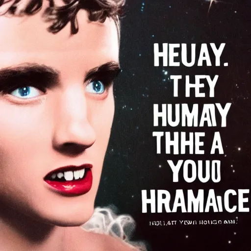 Image similar to hey you with the pretty face, welcome to the human race.