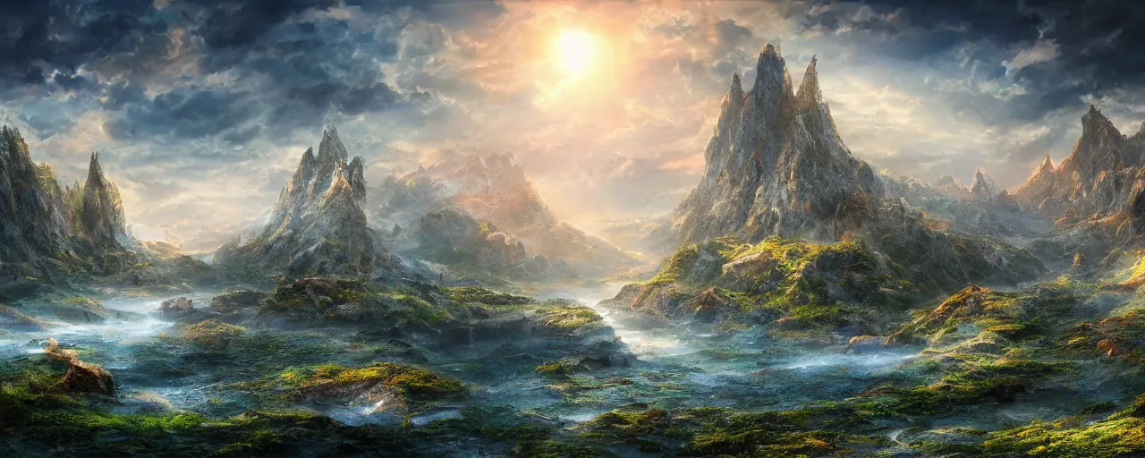 Prompt: A dream fantasy landscape, highly detailed, hyper realistic, 4k, cinematic