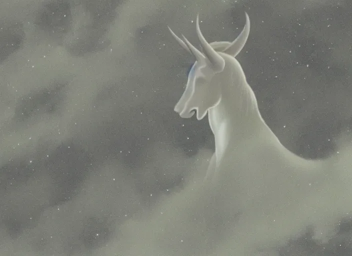 Image similar to A mythical creature made of fog and stars