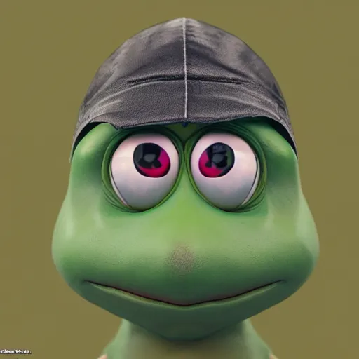 Image similar to a sadge - sad - pepe - the - frog - jedi - master, looking more depressed than usual, quivering lips, fists in the air, sweat flying, cgi render, zbrush, octane, keyshot render