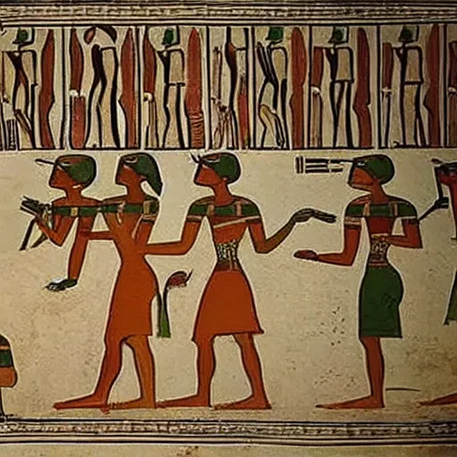 Image similar to a wall painting depicting the launch of a new apple iphone, ancient egypt, circa 1 0 0 0 bc