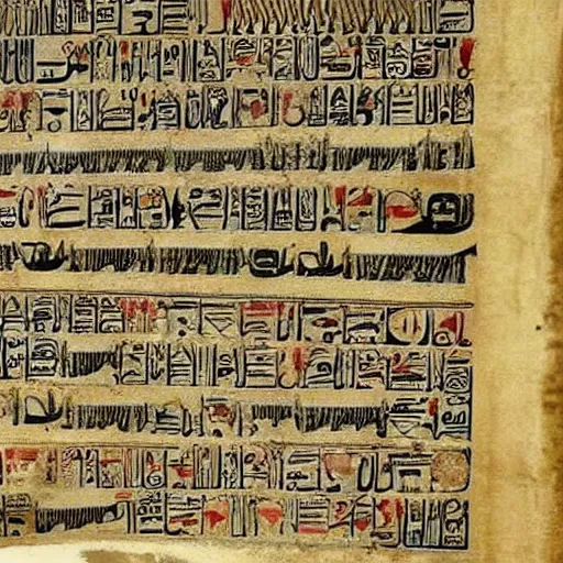 Image similar to ancient egyptian manuscript with pictures of airplanes