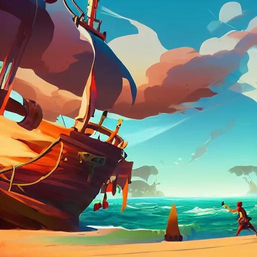 Image similar to painting treasure on sea of thieves game smooth median photoshop filter cutout vector, behance hd by jesper ejsing, by rhads, makoto shinkai and lois van baarle, ilya kuvshinov, rossdraws global illumination