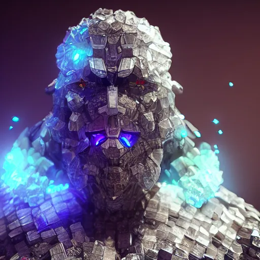 Image similar to Guardian made of crystals, unreal engine, high quality render, trending on artstation