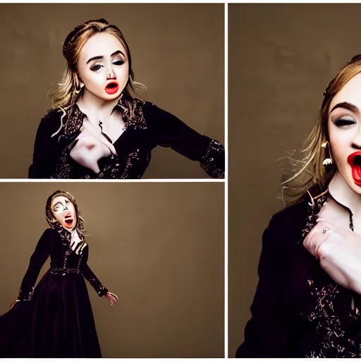 Image similar to professional portrait photography of sabrina carpenter in an opera