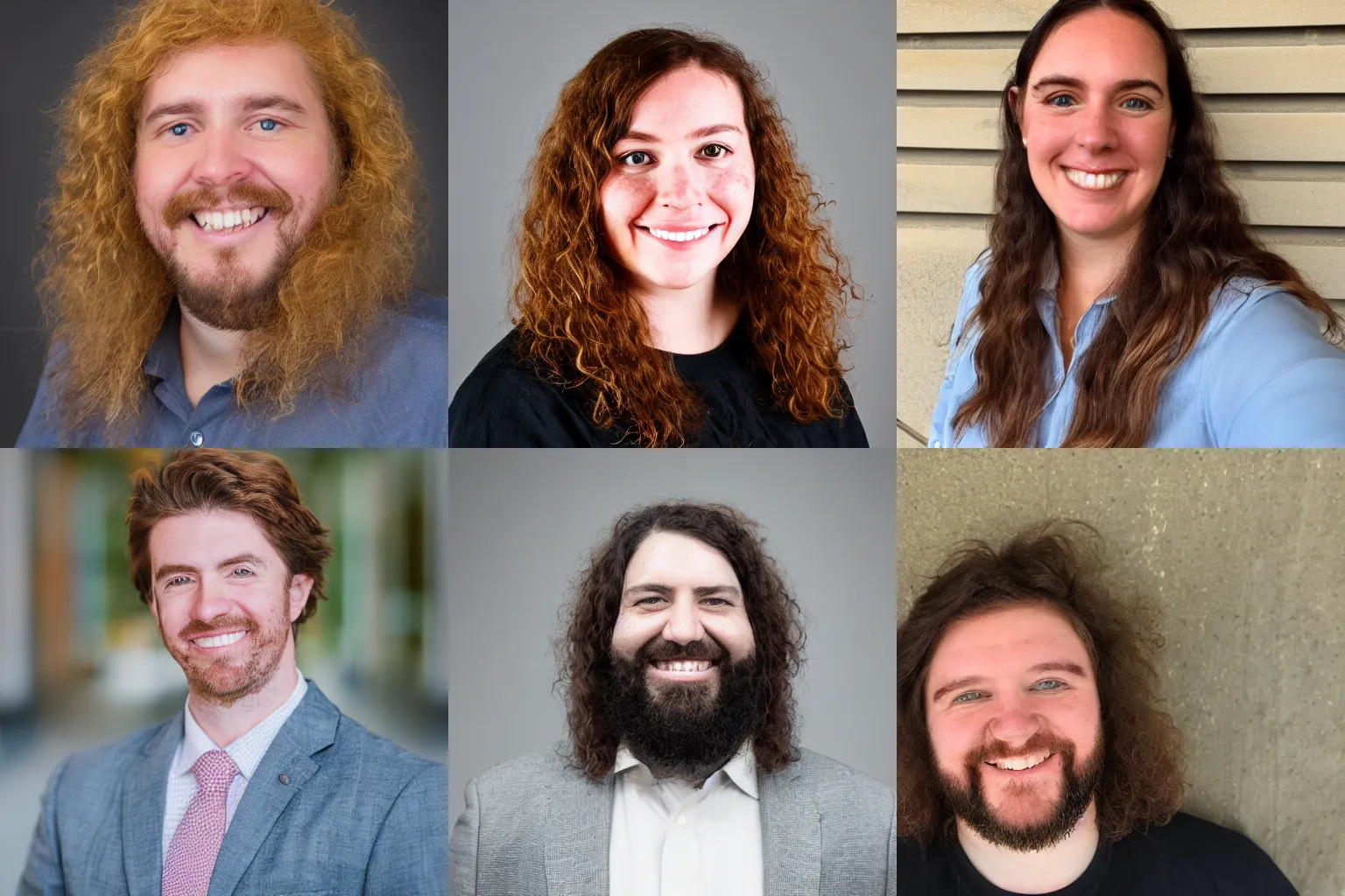 Prompt: headshot photo of the Employee of the Year 2020, photogenic, modestly happy, freckles, fluffy long hair, 45 degrees from the side