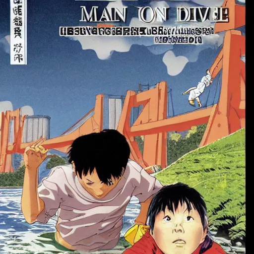 Prompt: man saves a child that is drowning in the river, in the style of katsuhiro otomo, naoki urasawa, hiroya oku, hiromu arakawa, makoto yukimura, yusuke murata, inio asano, naoko takeuchi, rumiko takahashi, takehiko inoue