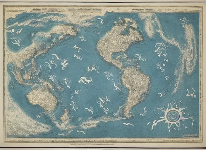 Image similar to old world ocean map depicting storms and whirlpools in the form of the aeolus. anemoi. blustering blast by charles simic