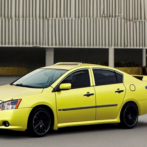 Image similar to a matte yellow 2 0 0 9 nissan sentra