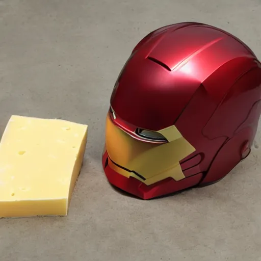 Image similar to ironman helmet made out of cheese