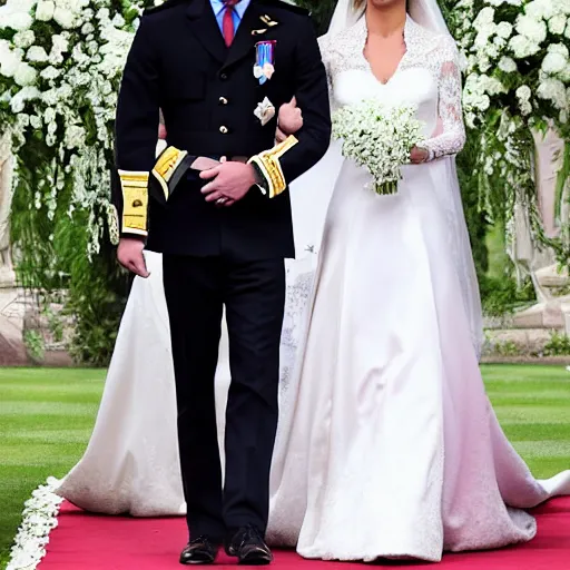 Image similar to detailed close up photos of prince william marrying britney spears, wedding photos on instagram, official photos, wedding photo, wedding portrait, wedding