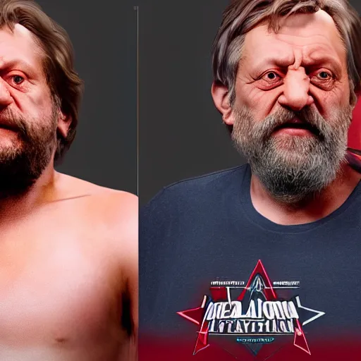 Image similar to Slavoj Zizek versus Jordan Petersonat wrestlemania, trending on artstation, cgsociety, octane render, unreal engine, bokeh